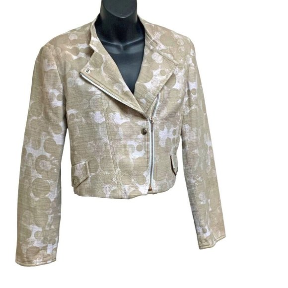 AKRIS Punto Abstract Asymmetric Zip Cotton Crop Jacket - Picture 11 of 11